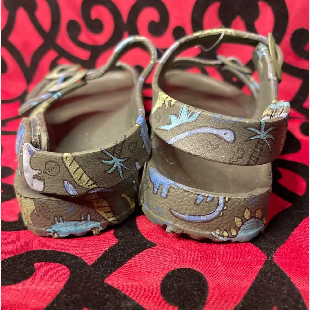 Boys Dinosaur Army Green Sandals